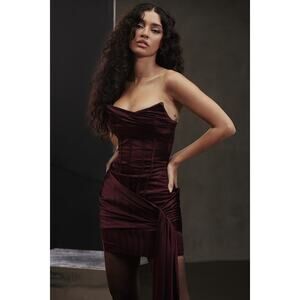 House of CB Loubella mulberry strapless corset dress Authentic
